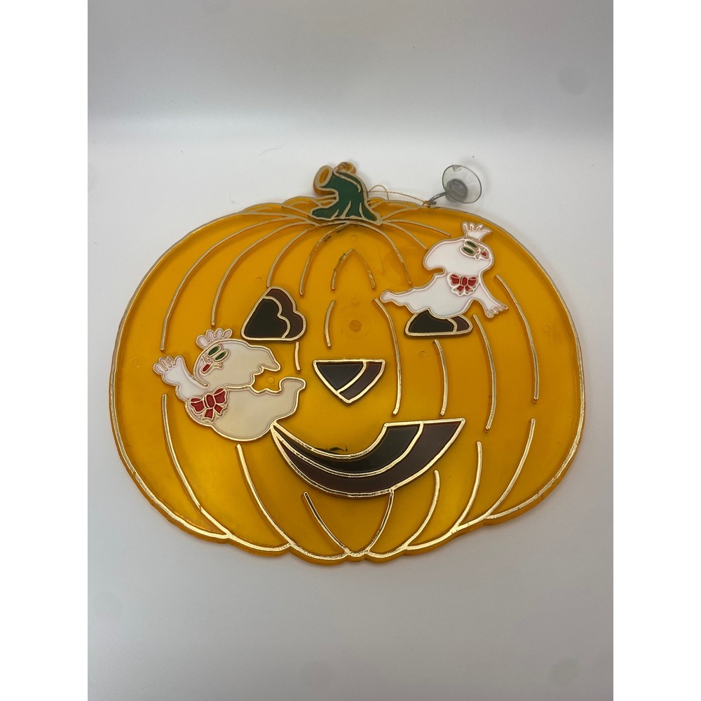 Vintage Halloween Suncatchers Set Witch Ghost Haunted House Pumpkin Decor 4pc - Picture 4 of 7